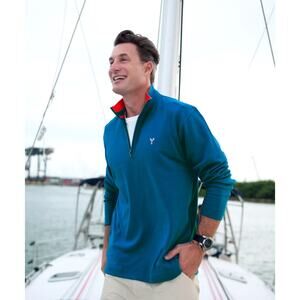 The Hamptons Blue Harbor Quarter Zip 100% Pima Cotton Pullover Size XXL